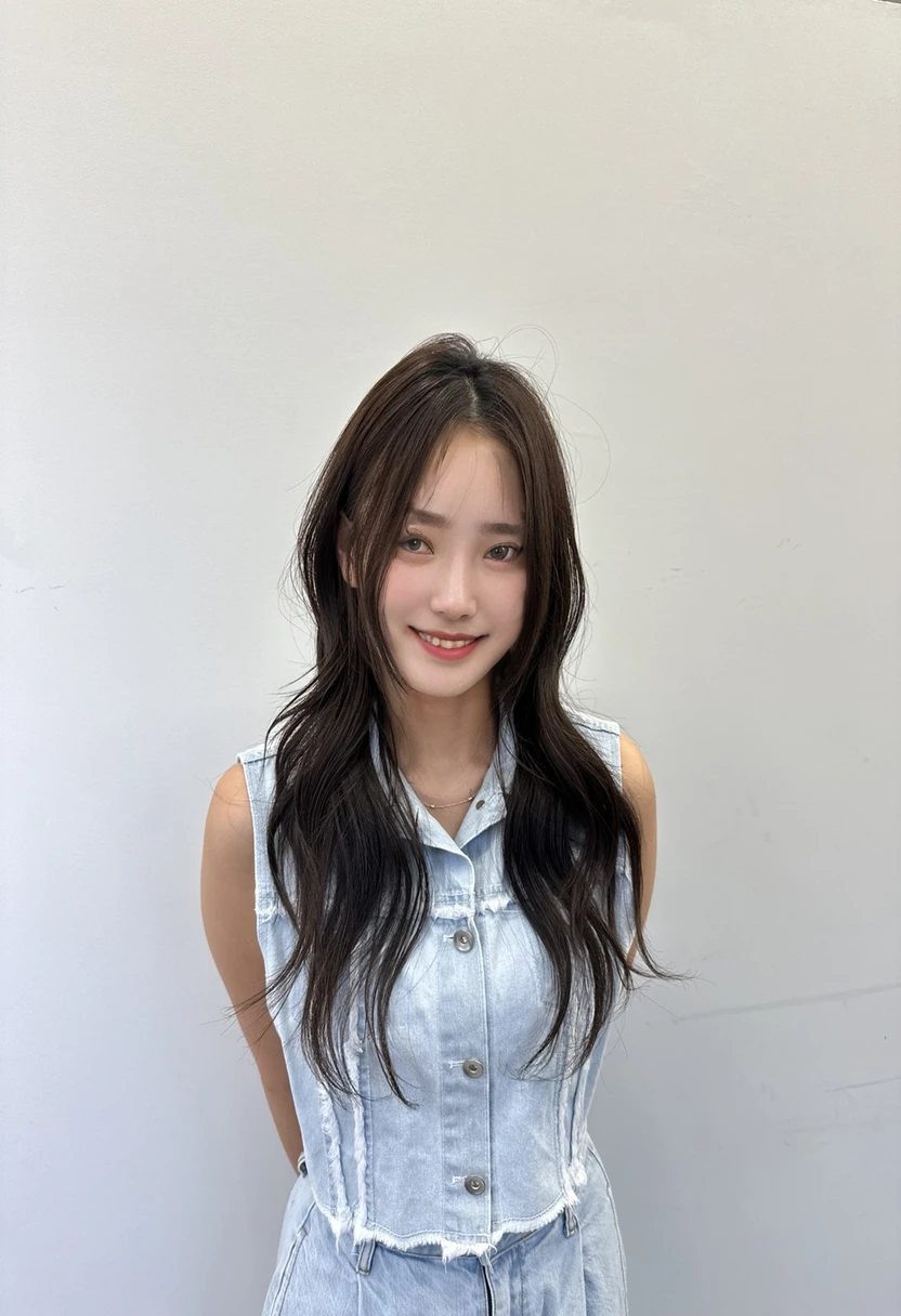 Best Quality, 8k, Masterpiece, (Portrait: 1.3), (photo realistic:1.4), (hyper realistic:1.4), Sharp Focus, looking at viewer, (smoother lighting:1.1), (increase cinematic lighting quality:0.9), realistic lighting, backlighting, light on face, ray trace, (brightening light:1.2), (Increase quality:1.4), sharp detail, (best quality real texture skin:1.4), finely detailed eyes, black_eyes, finely detailed face, 25 year old Korean woman, smiling_face