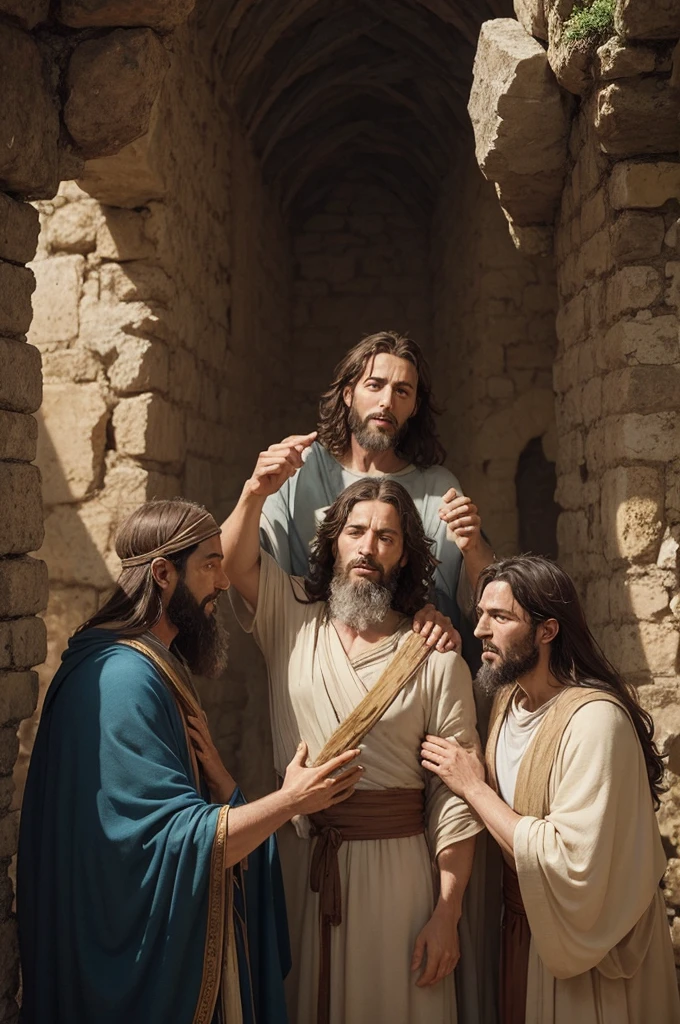 Peter sees and talks to Jesus, Moses and Elijah on the Mount of Transfiguration, seeing their bodies in glory