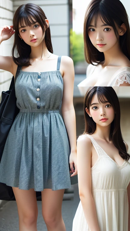 View your viewers,high school girl,Leaning forward,(Random cute clothes),(Random Animation Pose),(Thin type),(Large Breasts),(Random hairstyle),(Best image quality, (8K), Ultra-realistic, 最high quality, high quality, High resolution, high qualityの質感, Attention to detail, Beautiful details, Fine details, Highly detailed CG, Detailed Texture, Realistic facial expressions, masterpiece, in front)、Summer Dresses