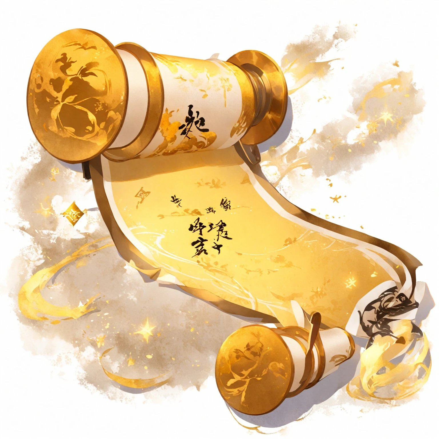 Xiuxian game icon，reel，Ancient ink painting，Chinese style，gold，Luminescence，The stars shine