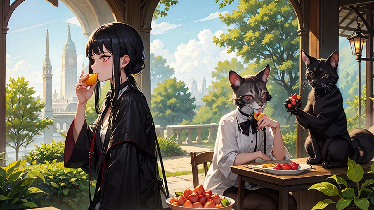 The civet cat happily eats fruit in the Crystal Palace