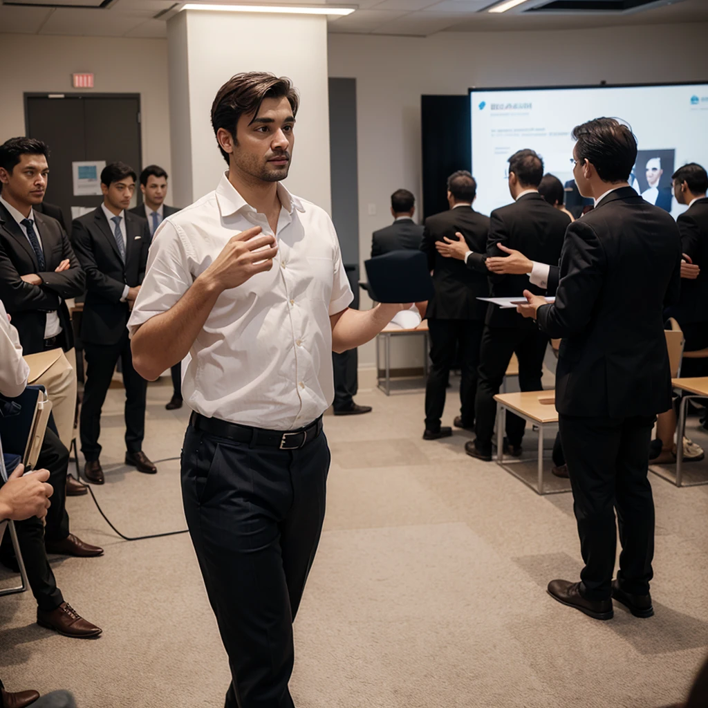 Man presenting a project in front of investors.