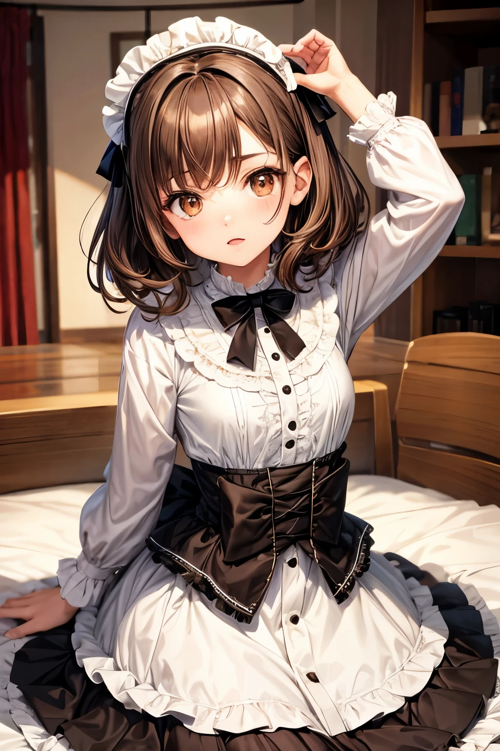 Short brown hair, brown eyes, girl, lolita
