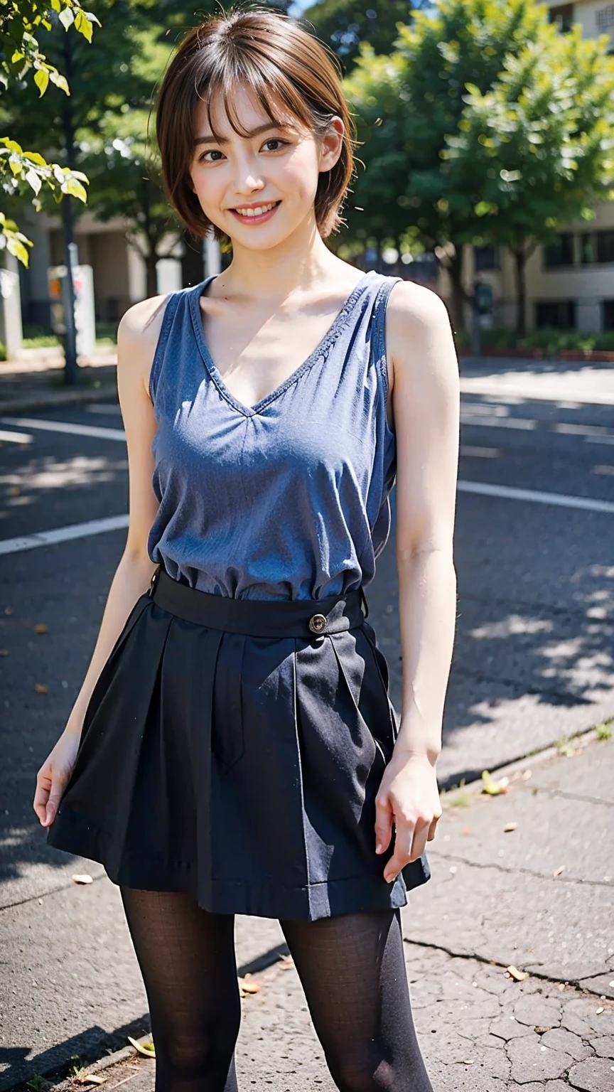 Best Quality,Japanese,Smile,Beautiful delicate eyes,finely detail,Feminine body , Approximately 21 years old,Brown hair,Double eyes,pretty pose,((Frontal camera work)),((((Brown Hair Ponytail)))),(((Cross your arms and turn around))),(Plaid dress)