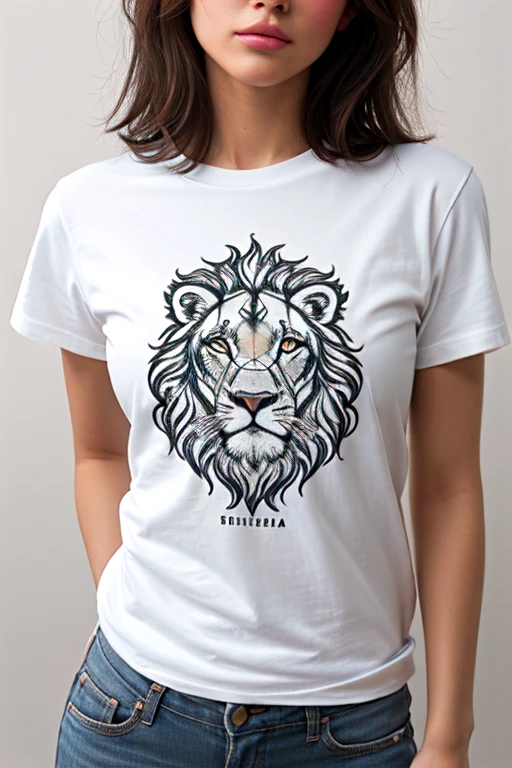 geometric lion t-shirt with a 3D illusion, giving the logo a sense of depth and realism. with light color background for t-shirt design