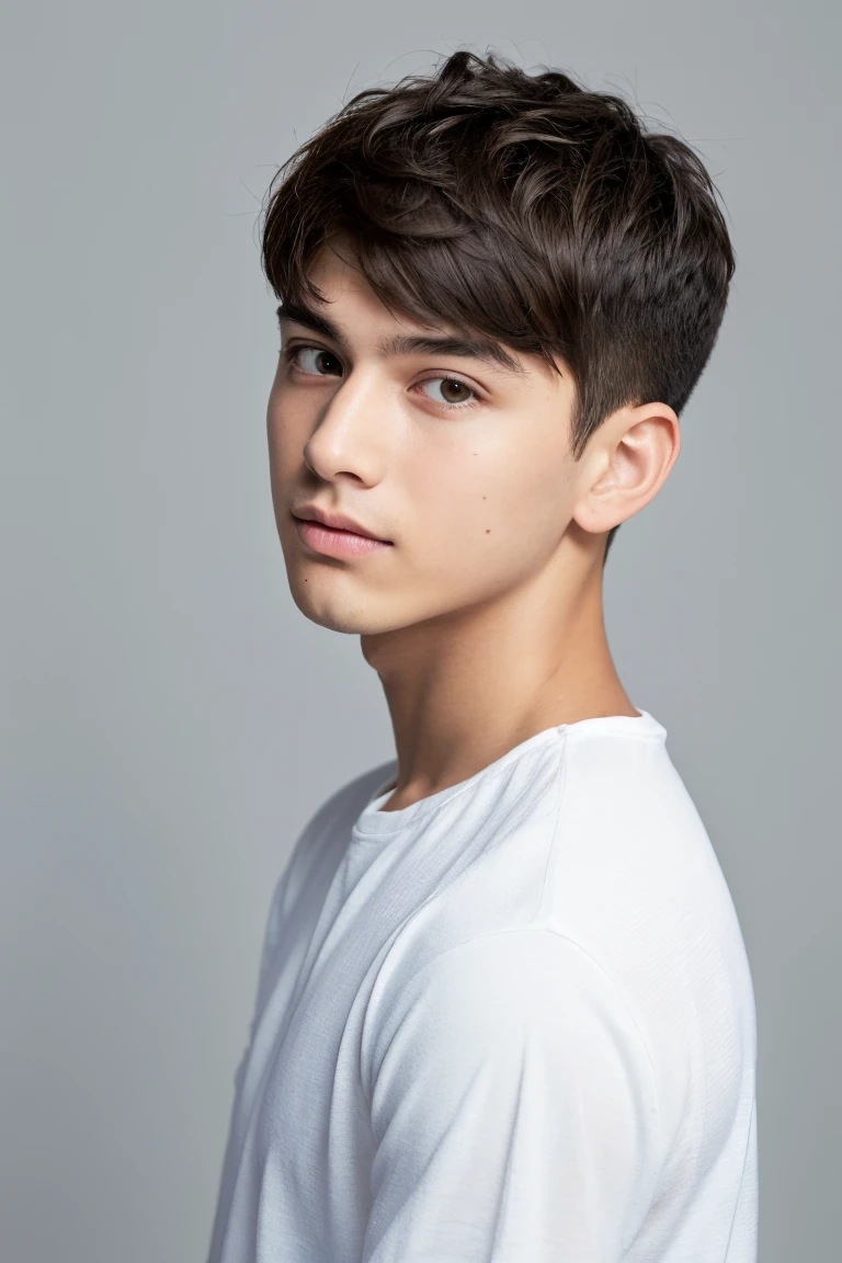 an image of a young man, a beautiful haircut, white background