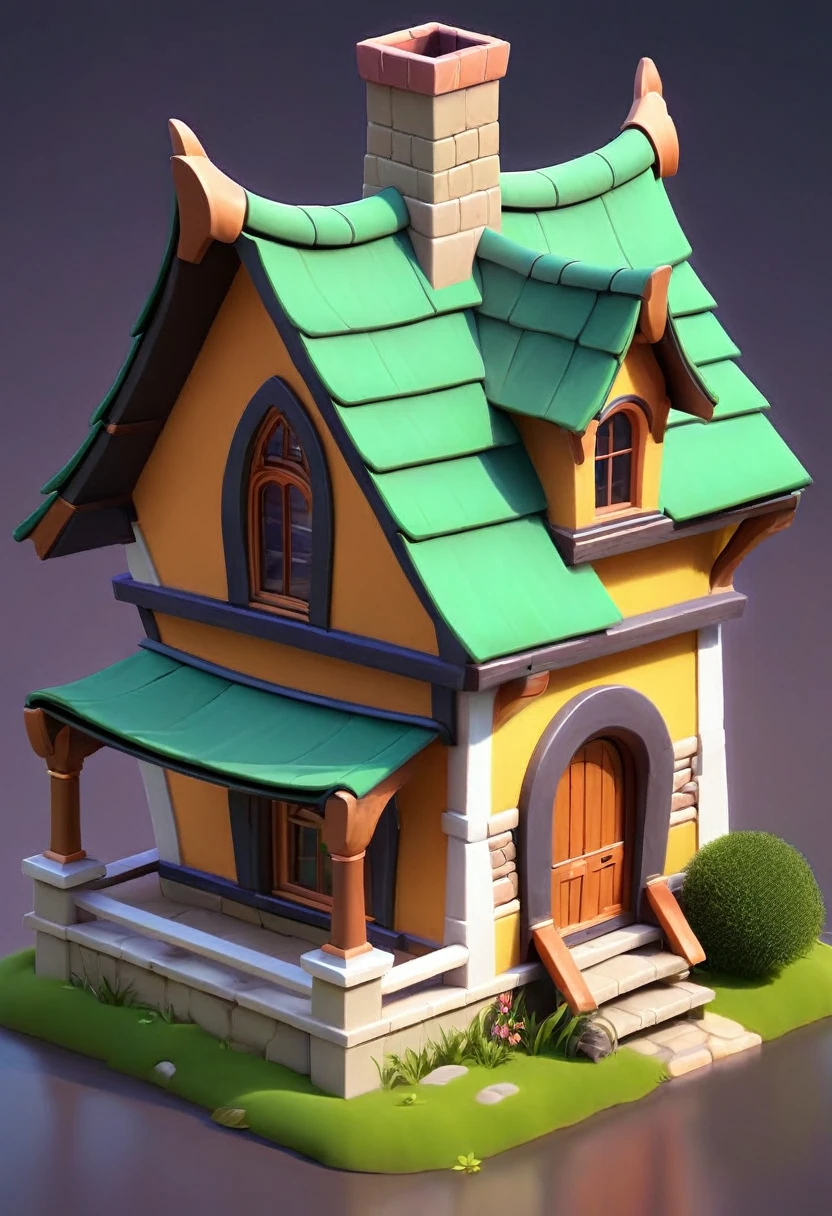 fantasy cottage house, isometric view, high detail, 4k