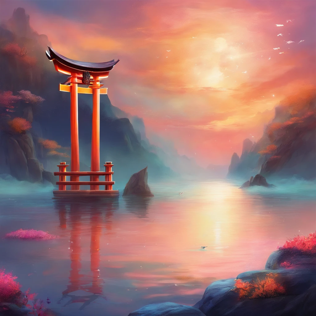 Torii in the sea Beautiful fish swimming