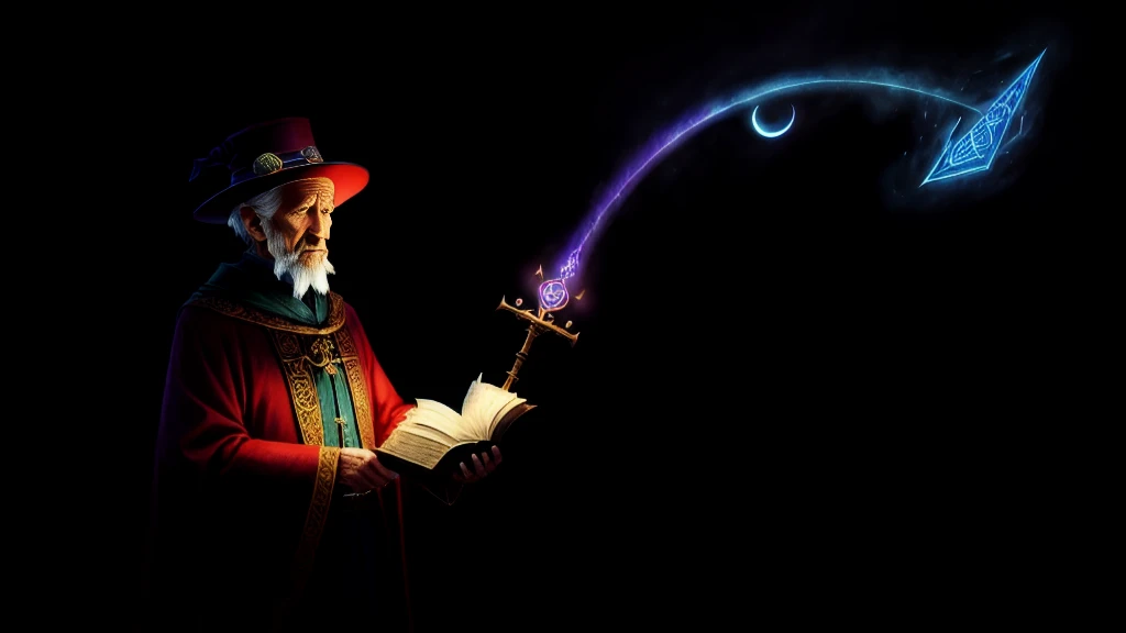 a character named Lector, who is a wise old man with a magical floating book and a staff adorned with glowing runes. He wears a pointed hat and a robe covered in patches of letters and numbers. Lector specializes in manipulating the battlefield with spells of learning and intellectual growth, aiding allies and weakening enemies with his knowledge.