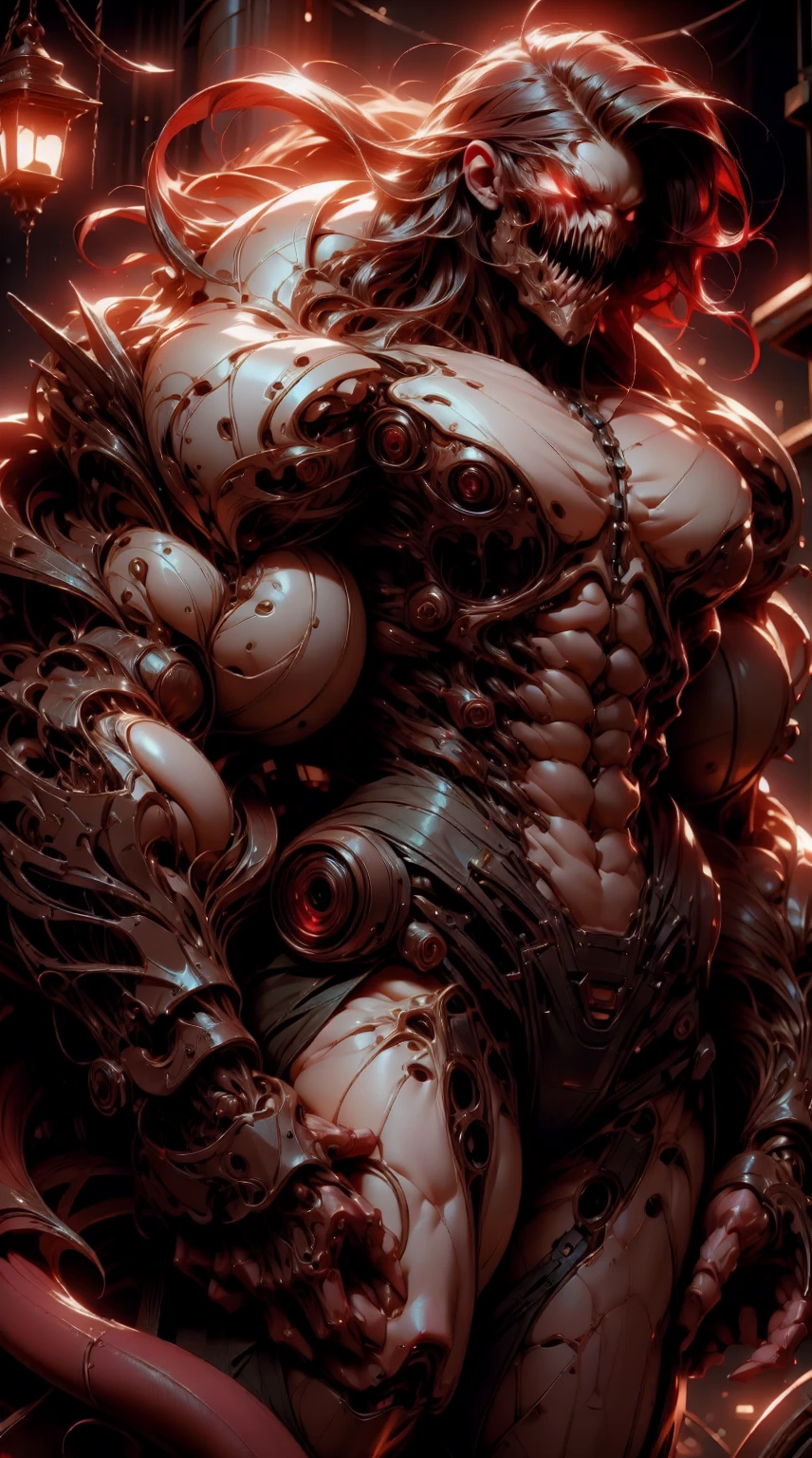 (1 girl), (megan fox), young girl, carnage muscular physique, seductive face, mouth wide open carnage style, long red hair, perfect muscular body, super skinny legs, cybernetic muscle suit, sissy, femboy, (carnage style physique),Fixhand, E-Girls_Mansion_Yang, kkw-colorc-neg, kkw-ph1