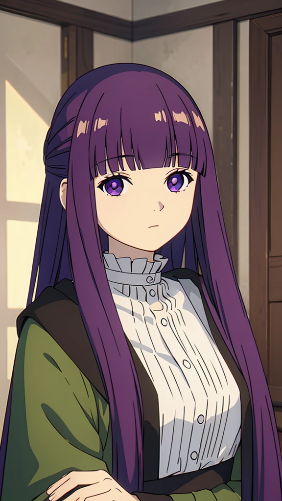 (safe:1.10), best quality, masterpiece, highres, solo, (fern_sousounofrieren:1.10), portrait, looking at viewer, anime_style, 14 