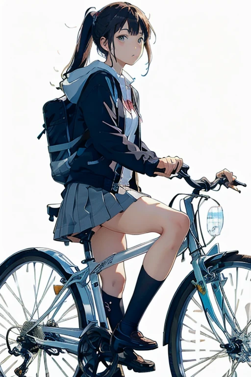 (masterpiece, Highest quality:1.2), One girl, Biking, alone, A look of disgust,