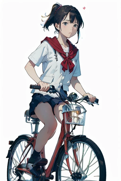 (masterpiece, Highest quality:1.2), One girl, Biking, alone, A look of disgust,