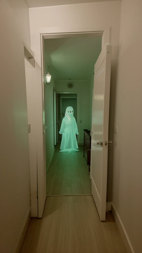 A ghost looking. In room. In night