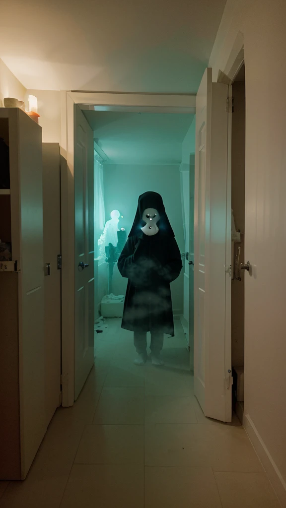 A ghost looking. In room. In night