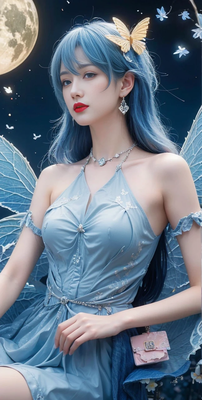 best quality, tmasterpiece,Ultra-high resolution,Clear face,(Reality:1.4),ferpect lighting,(upper body shot), (photorealistic:1.50), anime wallpaper, Guviz style artwork, cover-up fantasy up to magic , by Yang J, Guviz, beautiful artwork illustration, beautiful digital artwork, beautiful digital illustration, Li Song, beautiful anime portrait, art style in Beauvot, Lips wear thick red lipstick