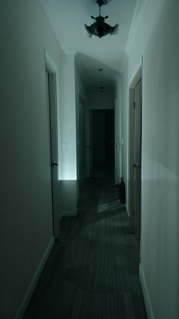 A creepy lookingghost shadow 
. In room. In night. realist
