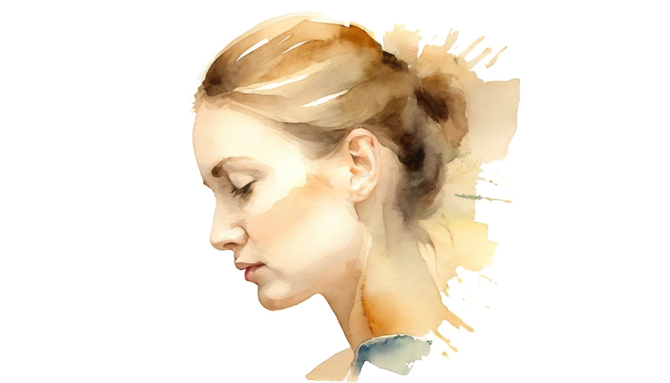 Watercolor, blurred portrait, profile, broken portrait 