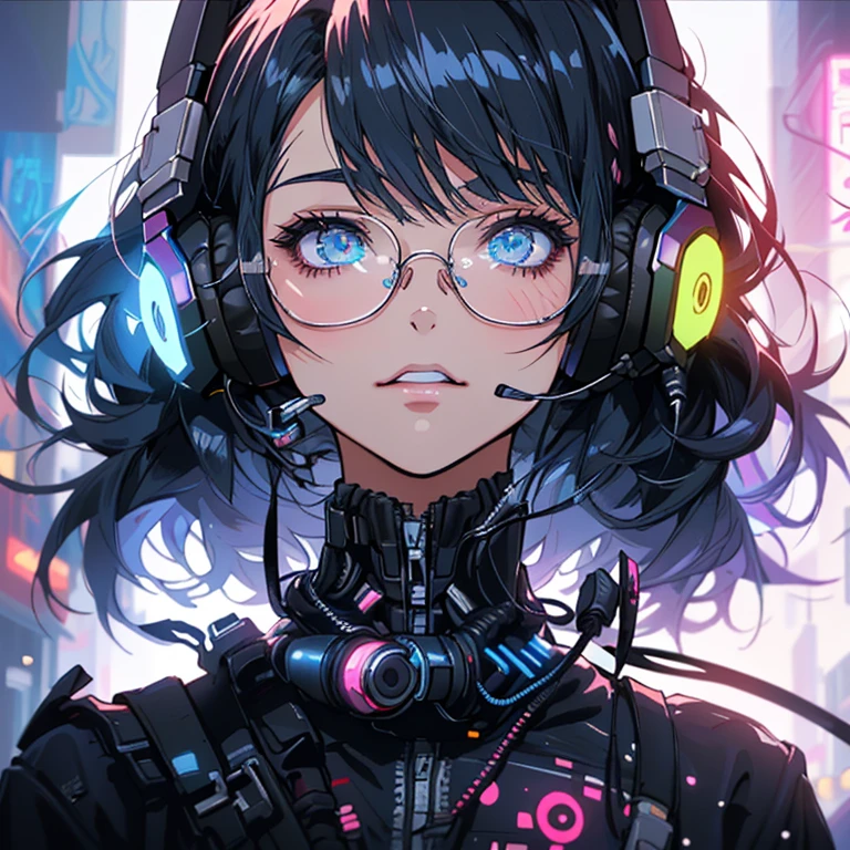 Anime girl in the city with headphones and glasses, digital Cyberpunk anime art, artwork in the style of Gwaiz, Digital Cyberpunk - Anime Art, Cyberpunk Anime Girl, Anime Cyberpunk art, Modern cyberpunk anime, Cyberpunk anime art, Anime Style 4k, female Cyberpunk Anime Girl, Gwaiz, Dreamy Cyberpunk Girl, Detailed digital anime art, Anime Cyberpunk