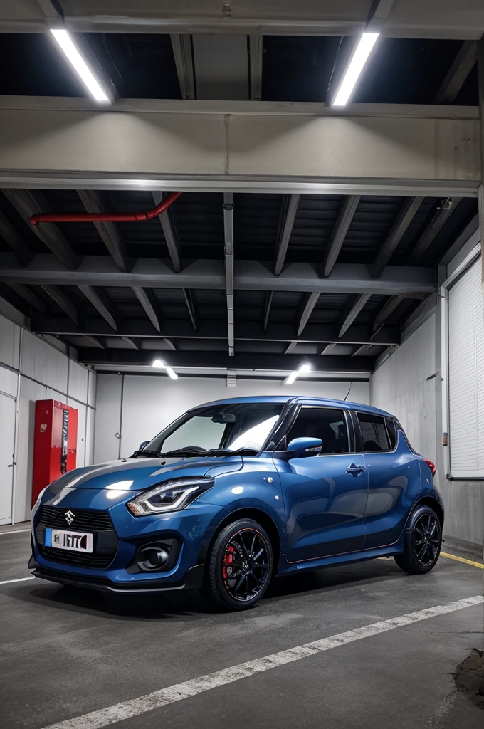 SUZUKI SWIFT COLOR GRAY FULLY COOLING EXTRA FITTINGS EXTRA BUMBER NUMBER PLATE KL58V4433 FULL MODIFICATION BACKGROUND GARAGE NIGHT ALLOYS FLASHER LIGHT REDAND BLUE FRONT TWO BOYS