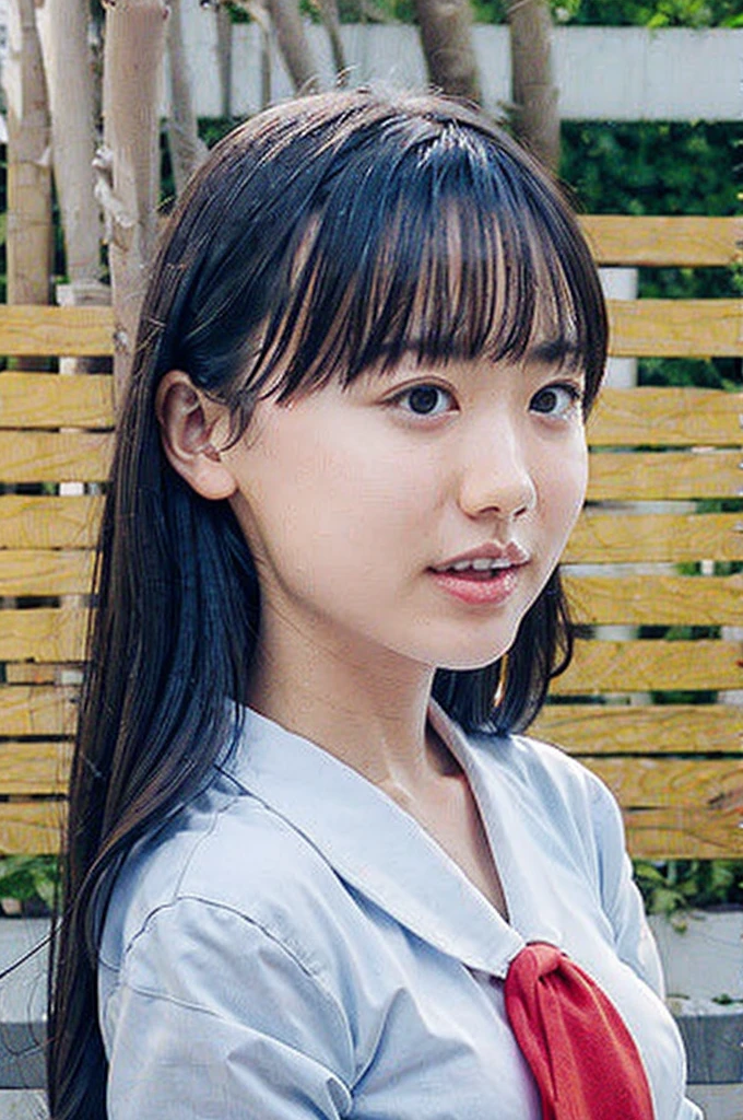 summer、On the way to school、(upper body shot), topless