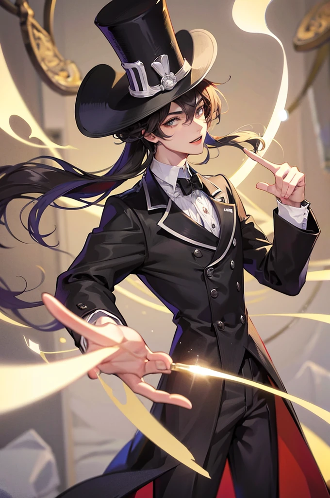 a 19 year old young man, magician, top hats