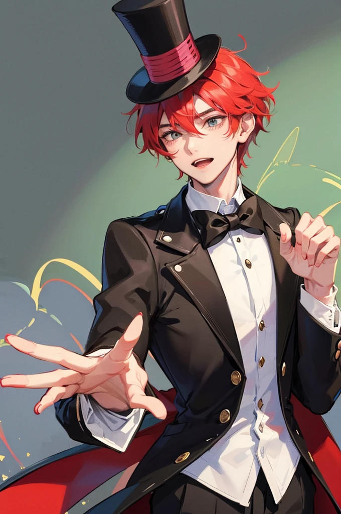a 19 year old young man, magician, top hats
