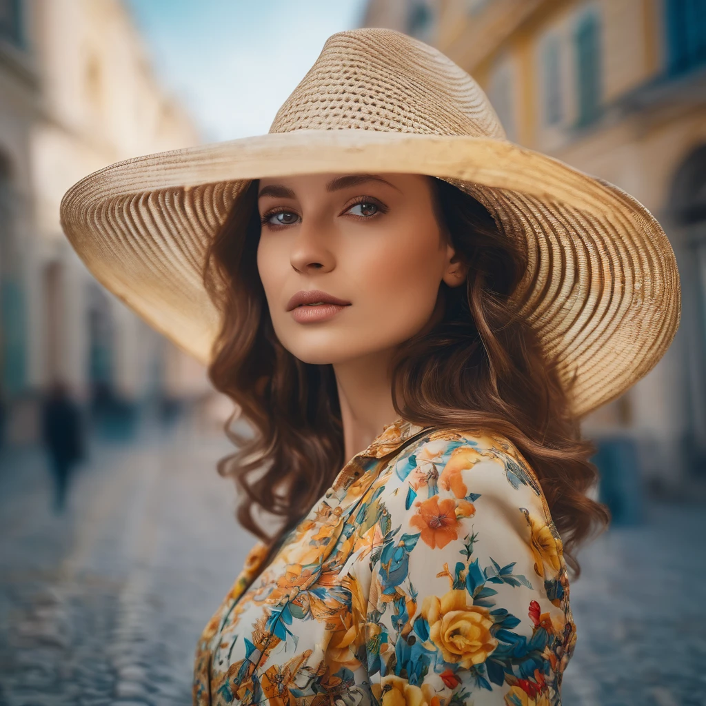 femme arafée dans un chapeau debout dans une pièce avec beaucoup de photos, portrait doux 8 k, Sergueï Zabeline, photographie couleur portrait 4k, par Fiodor Rokotov, Photographie de portrait artistique 8k, Alexeï Egorov, par Irakli Nadar, Superbe portrait, fille française, portrait VFX très détaillé, beau portrait