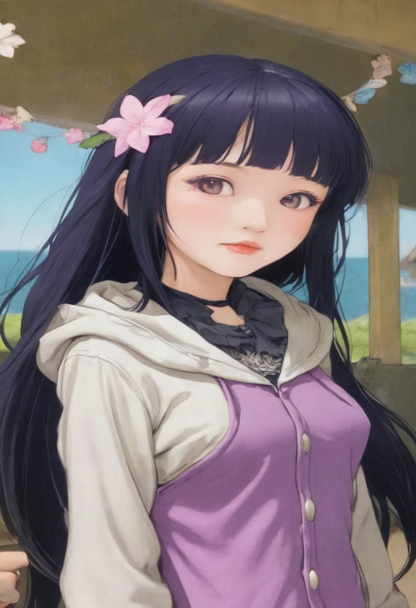 1girl, realistic, black hair, hyuuga hinata, ultra realistic, detail, ultra detail.
