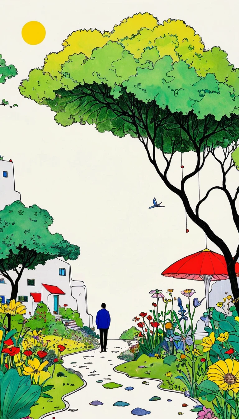 "Dick Ellescas Artist Style" Simple,Minimalism:1.9。illustration、coloring book、自闭症illustration,,creativity