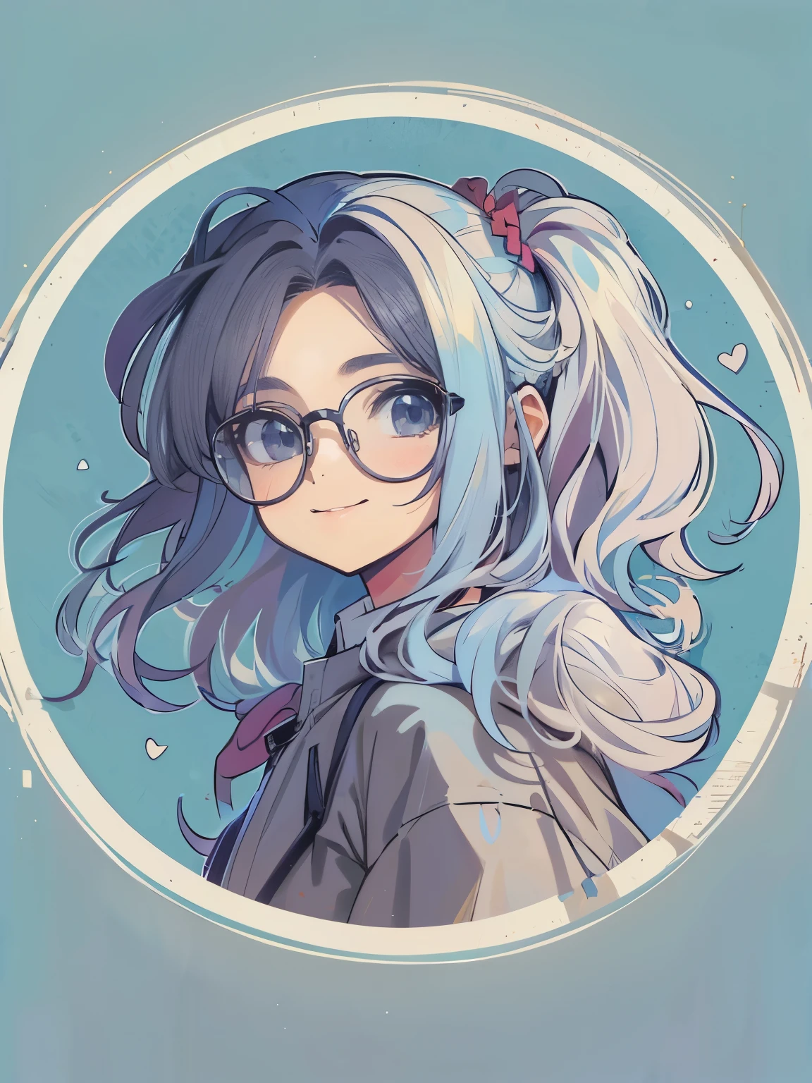 (smiling, cute anime face:1.3, sparkling hazel eyes:1.2, glasses:0.8, black long hair, latina skin, braces)