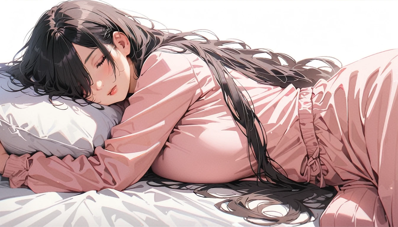 1girl, Hinata Hyuga, big breast, no clothes or bra, white skin, (((blush))), crying, (((sleep mode))), solo, (((Hinata Hyuga)))