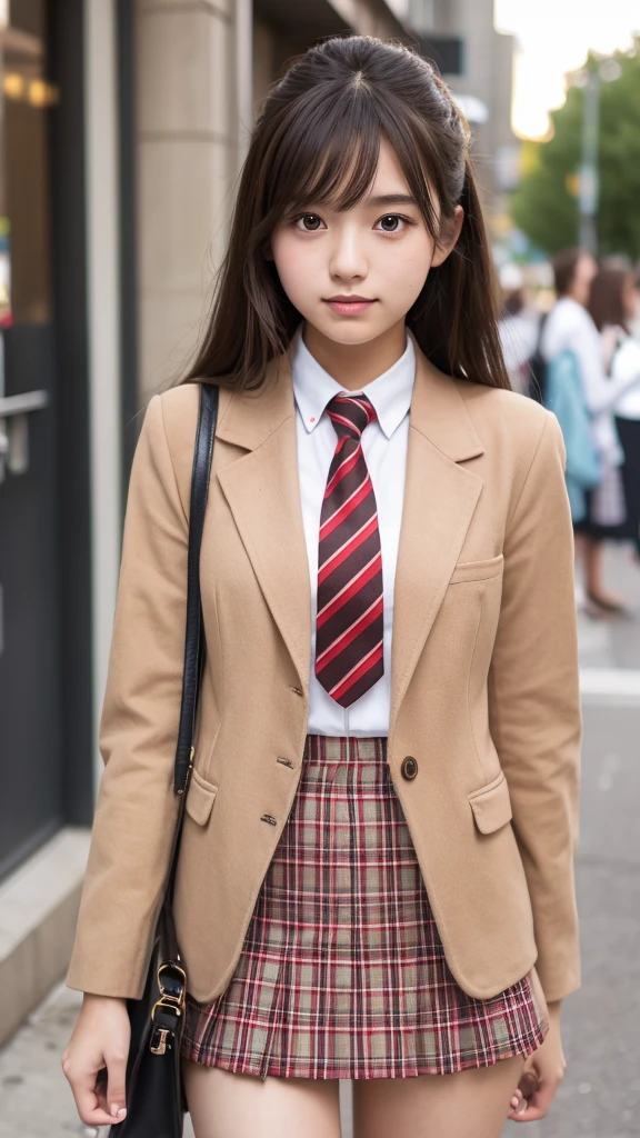 Japanese,11 year old,teens girl,cute little,elementary student,private elementary school,校服,blazers,a school bag,springtime,nude,small breasts