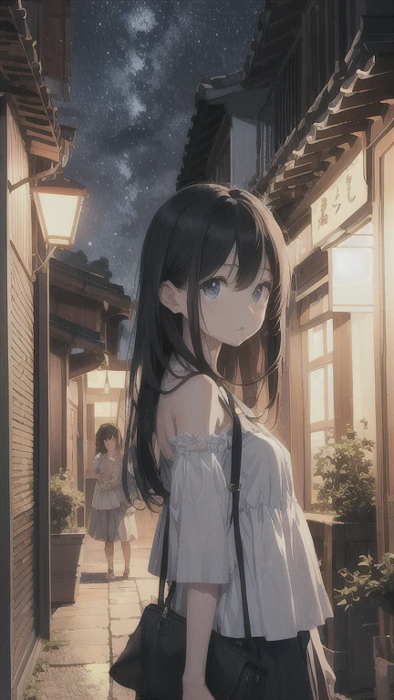 Background only, beautiful, mysterious, summer、night、Girl in the corner
