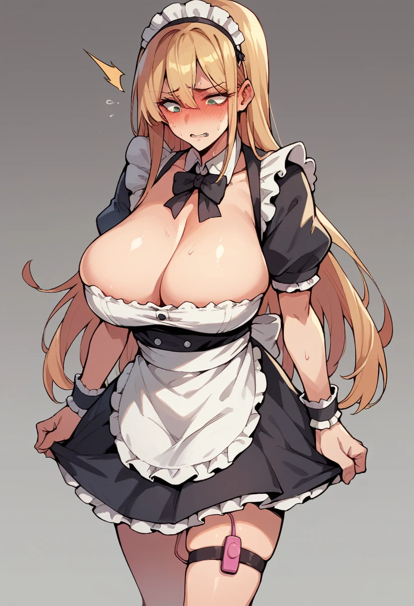 Maid, embarrassment, long hair, vibrator G_CUP(HUGE_BREASTS)  