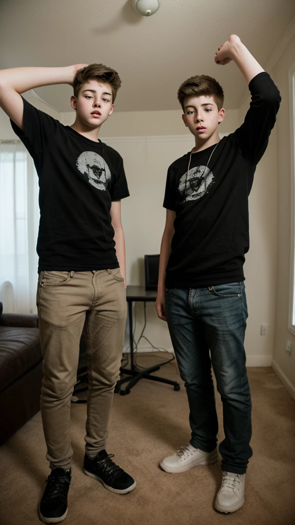 2 age boys in creepy room they look secrd