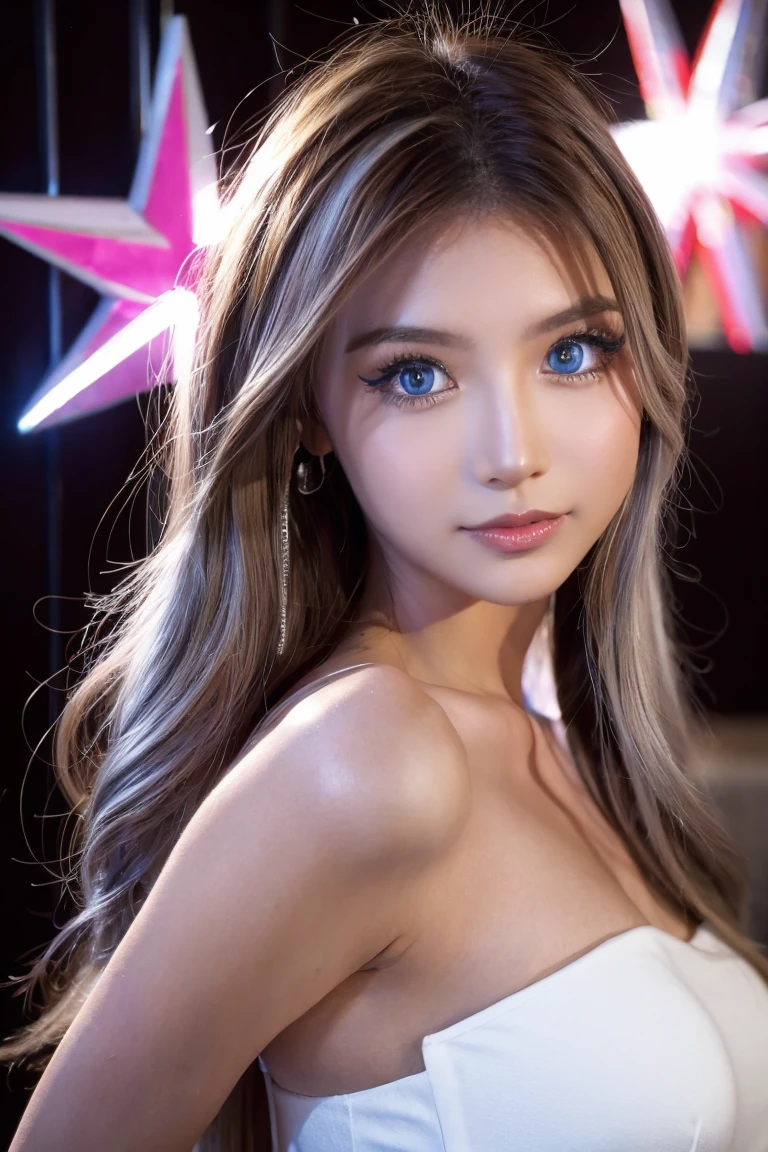 (Image above),Dynamic Angle,Very detailed, shape, straight, 1 Girl, born、naked、(Fantasy:1.4), (Bright Blue Eyes:1.233),Her eyes shone like 夢のような stars,(Glowing Eyes:1.233),(Beautiful and delicate eyes:1.1),(Silver Hair:1.14),Beautiful 
