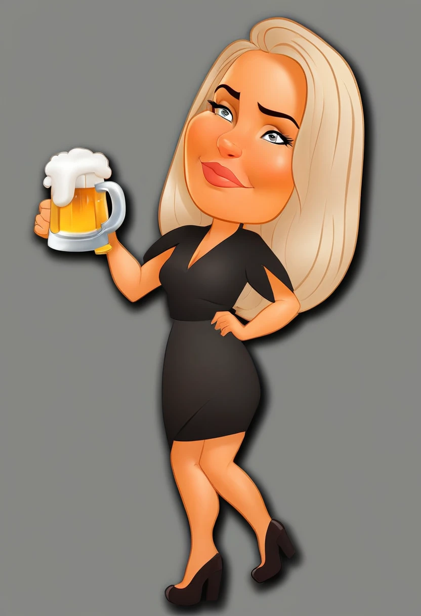 cartoon woman holding a beer mug and a glass of beer, in cartoon style, cartoon style, caricature illustration, cel shaded!!!, chibi, cartoon style illustration, cute woman, caricature, cartoon art style, holding a beer!!, shaded cel:15, cartoon, blonde, professional illustration, blonde women, blonde woman, 8k