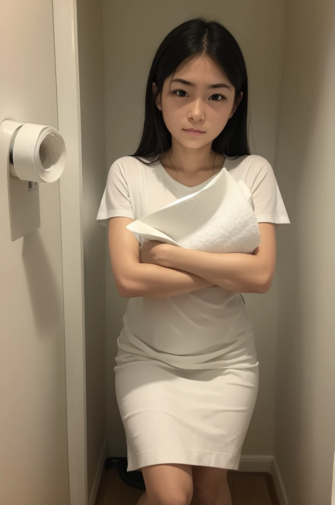 A photo of one holding toilet paper