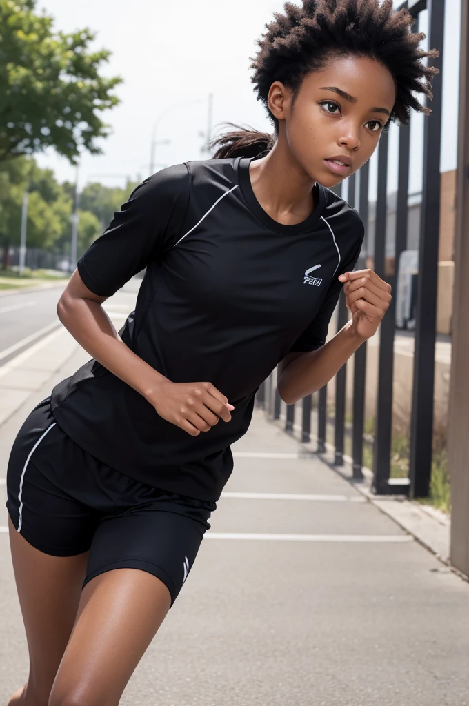 Fst black girl starts running with running clothes