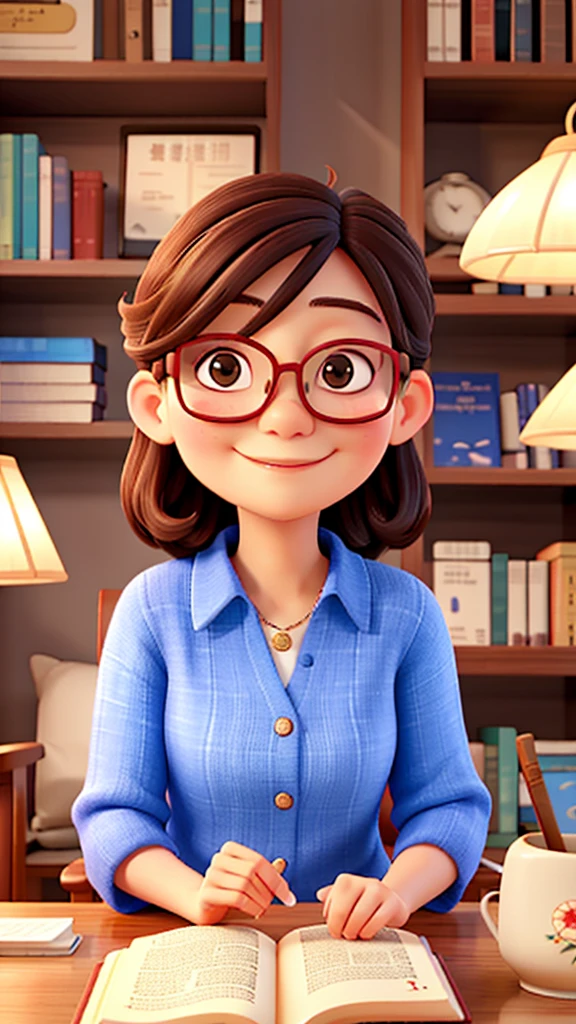 A cute middle-aged woman、I fell asleep while reading a book with my glasses on.