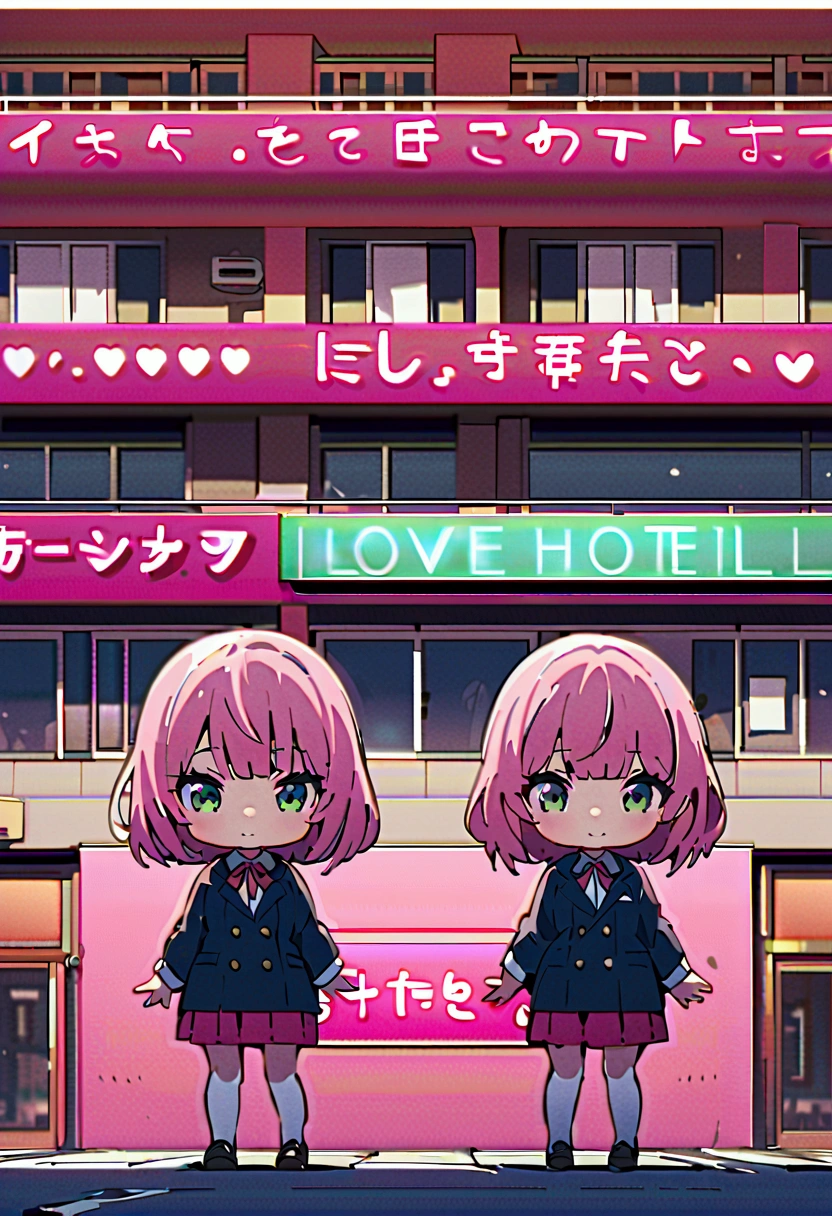 Pink Haired Girl、In front of the love hotel