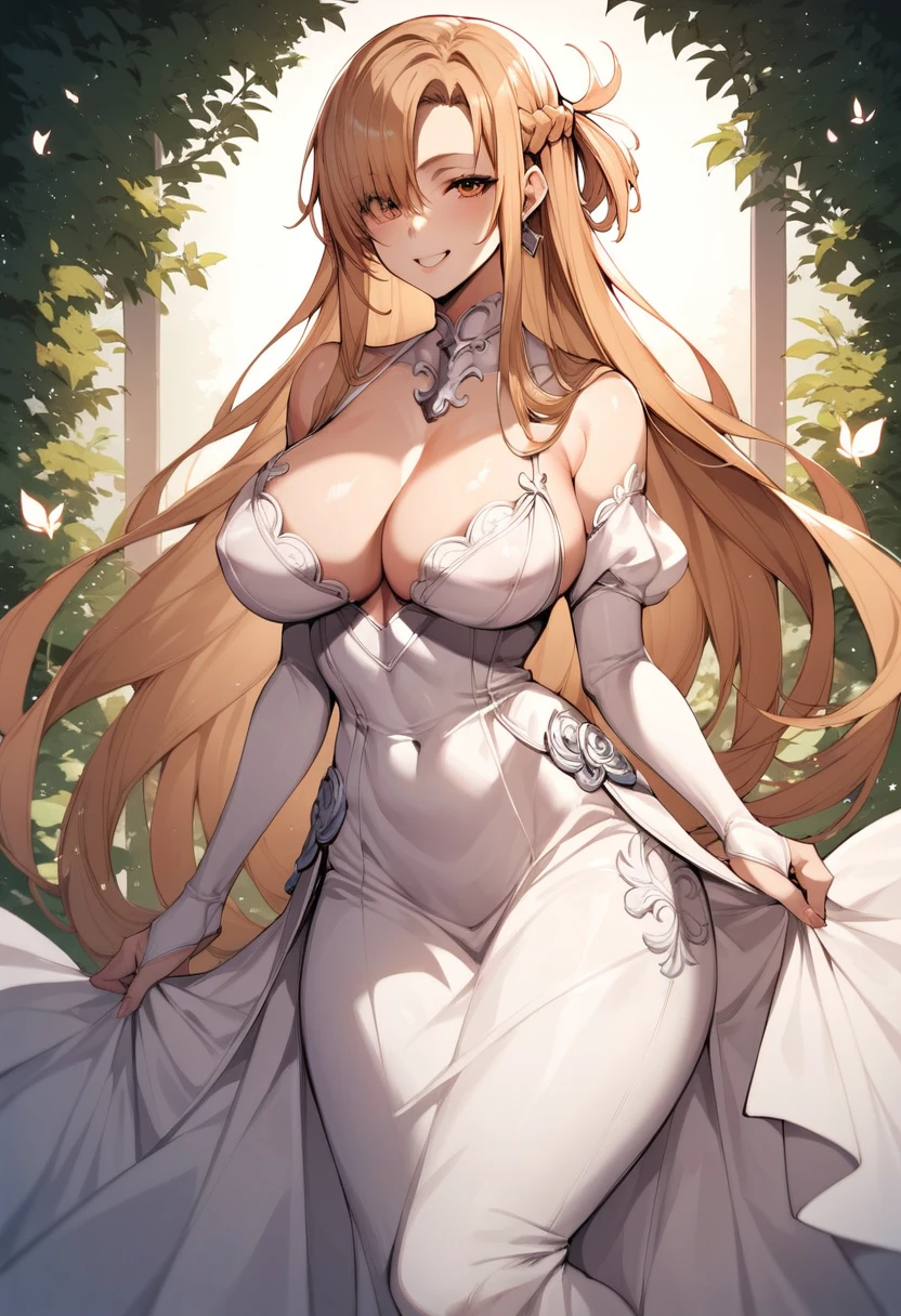 masterpiece, best quality, SimplePositiveXLv2, yuuki asuna, 1girl, solo, long hair, , large breast,, Dress