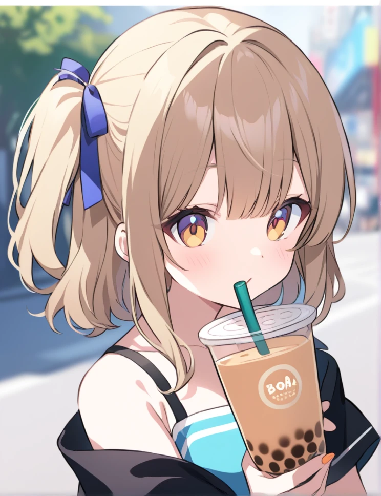 Bubble tea girl,drinking bubble tea(boba tea)