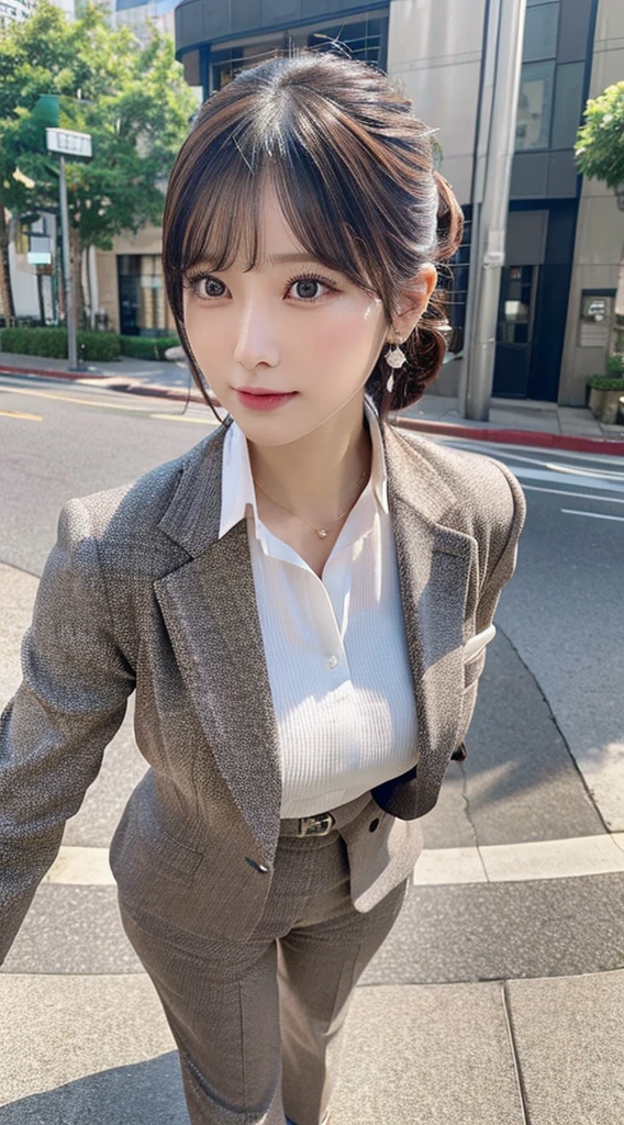 masutepiece, Best Quality, Ultra-detailed, finely detail, hight resolution, in 8K, Perfect dynamic composition, Beautiful detailed eyes, Natural Lip, (Business suits , s Office)、full body Esbian 、Plump