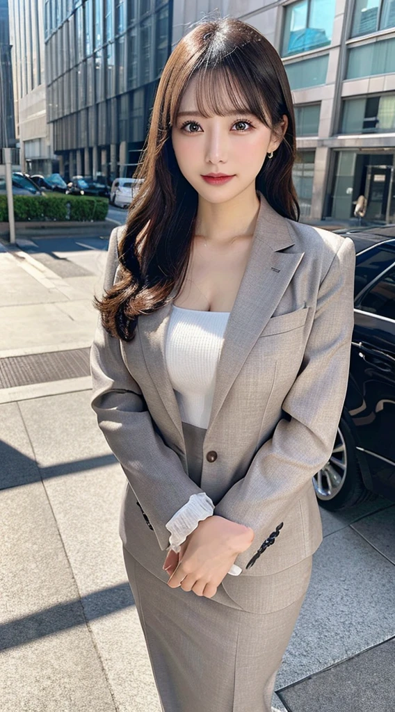 masutepiece, Best Quality, Ultra-detailed, finely detail, hight resolution, in 8K, Perfect dynamic composition, Beautiful detailed eyes, Natural Lip, (Business suits , s Office)、full body Esbian 、Plump