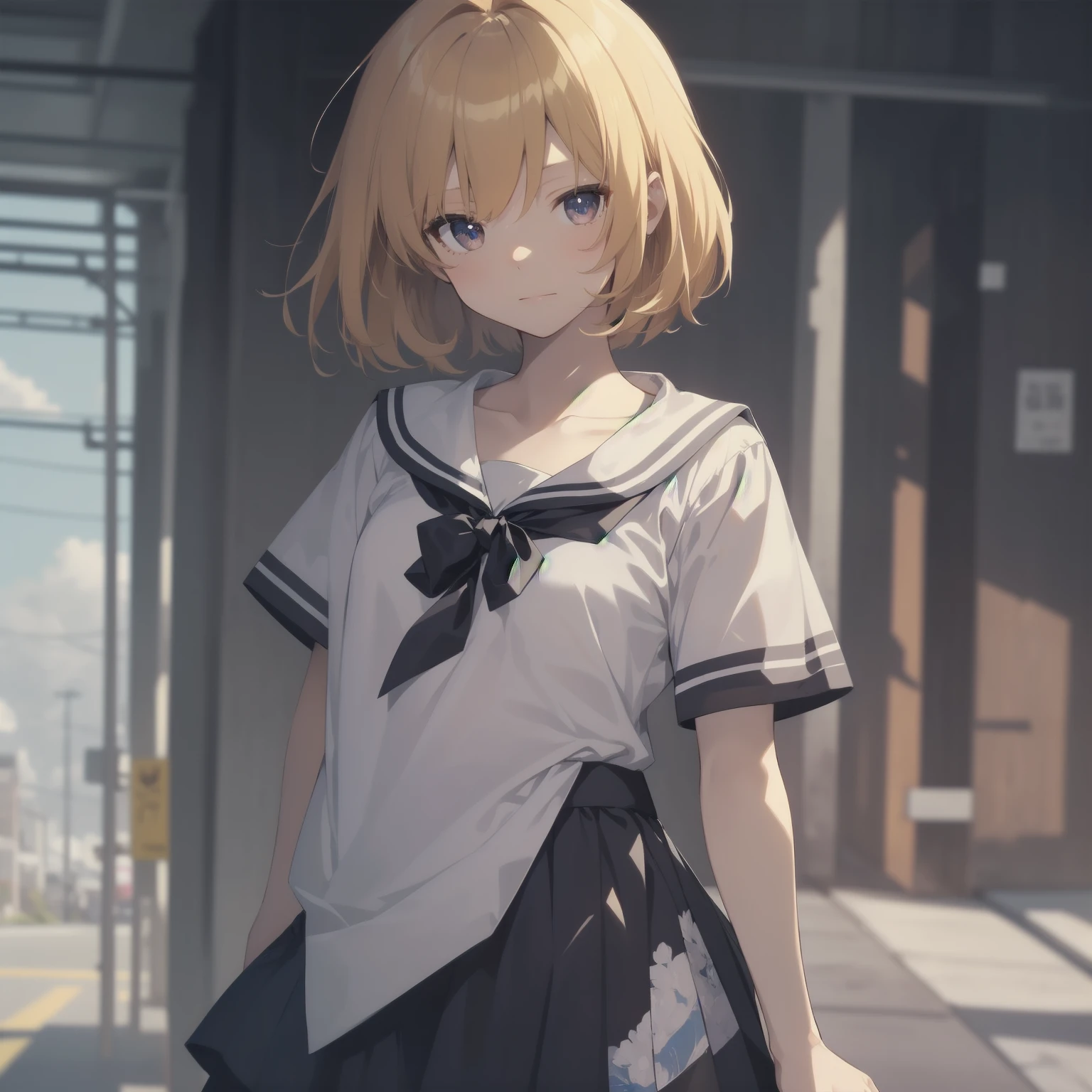 ultra-absurdres-Top quality by artist God, ultra-detailed, high resolution, anime moe artstyle, best anime 8k konachan wallpaper, pixiv contest winner, pool:2810, perfect anatomy,break, 1girl, (Please draw a girl walking sleepily to school alone. )break,(Solo,little female, 13-year-old:1.3),Full limbs, complete fingers,a junior high school student, (very short hair), short cut, flat chest, , small butt, small black eyes, beautiful detailed eyes, well-proportioned iris and pupils, expressive eyes, highres detailed hair, soft expression, salor school_uniform, sailor collar, serahuku, bow, pleated skirt,(Detailed Lighting), (Detailed background), in the School commute route. break,super detailed skin, Best cinematic lighting powered by famous artist, 8k,beauty illustration,photoshop_(medium),very aesthetic,break,((artist:mizuki_makoto )), artist:clamp ,artist:carnelian ,artist:kantoku ,