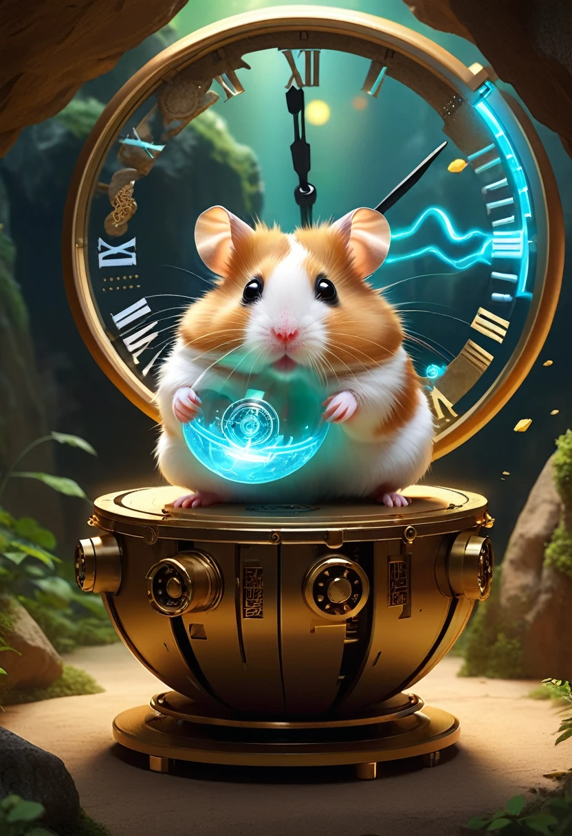 (future hamster:1.5),Hamster from the distant future wear a tie,There is a cute hamster。Hamsters are short and strong,The fur is very smooth,Have a pair of smart and curious eyes。Hamsters live in an era of rapid development of smart data,Hamsters face unprecedented challenges every day。 One day,Hamster accidentally breaks into mysterious cave,All kinds of high-tech equipment are available。Machine near hamster,Suddenly a light flashed,Hamster is transported to a world full of futuristic technology。 In this world,An encounter between ethereal artwork and ancient manuscriptysterious algorithms and delicate calligraphy strokes connect the past and the future。A huge clock is suspended in mid-air,gear exposed,Demonstrating the complexity of AI decision-making。Floating data ball flashes in the background,Hints at the ubiquity of big data and its relevance to personal privacy。 In this world,There is a group of people from different fields、Hamsters on different backgrounds。future hamster's's facial features are intricately drawn,to emphasize: future hamster: Humans in an automated world。The hamster also saw himself,The eyes of the future hamster are shining with determination,future hamster'The nose smells something new,future hamster'Beards dance to the rhythm of the future。