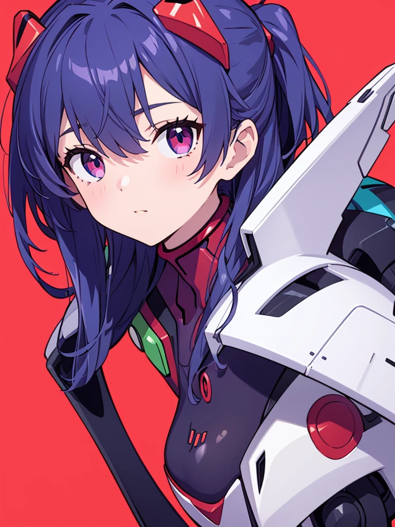 masterpiece, Highest quality, Super detailed, figure, One girl, Very detailed Evangelion costume, (Big Robot Background), Detailed skin texture, Beautifully detailed face, Intricate details, Super detailed