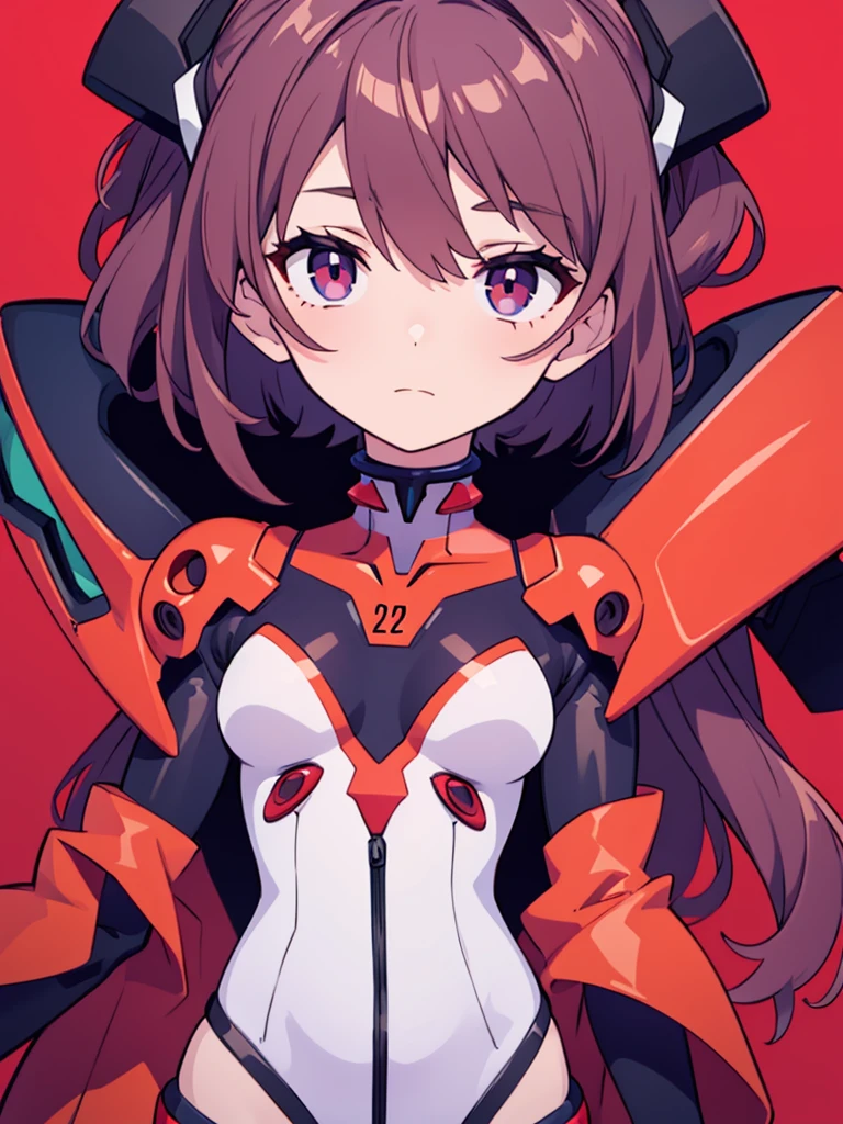 masterpiece, Highest quality, Super detailed, figure, One girl, Very detailed Evangelion costume, (Big Robot Background), Detailed skin texture, Beautifully detailed face, Intricate details, Super detailed